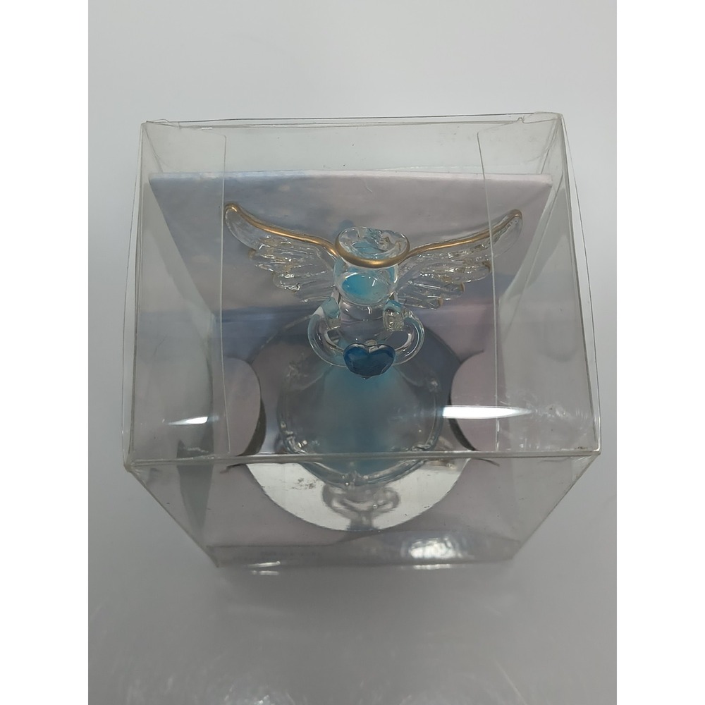 Angel Birthstone Ornament March Birthday Month Blue Aquamarine Glass Heart Gift - Picture 5 of 6